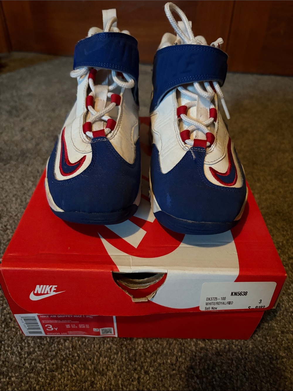 Nike Kids Navy/White/Red High-Top Griffey Sneakers